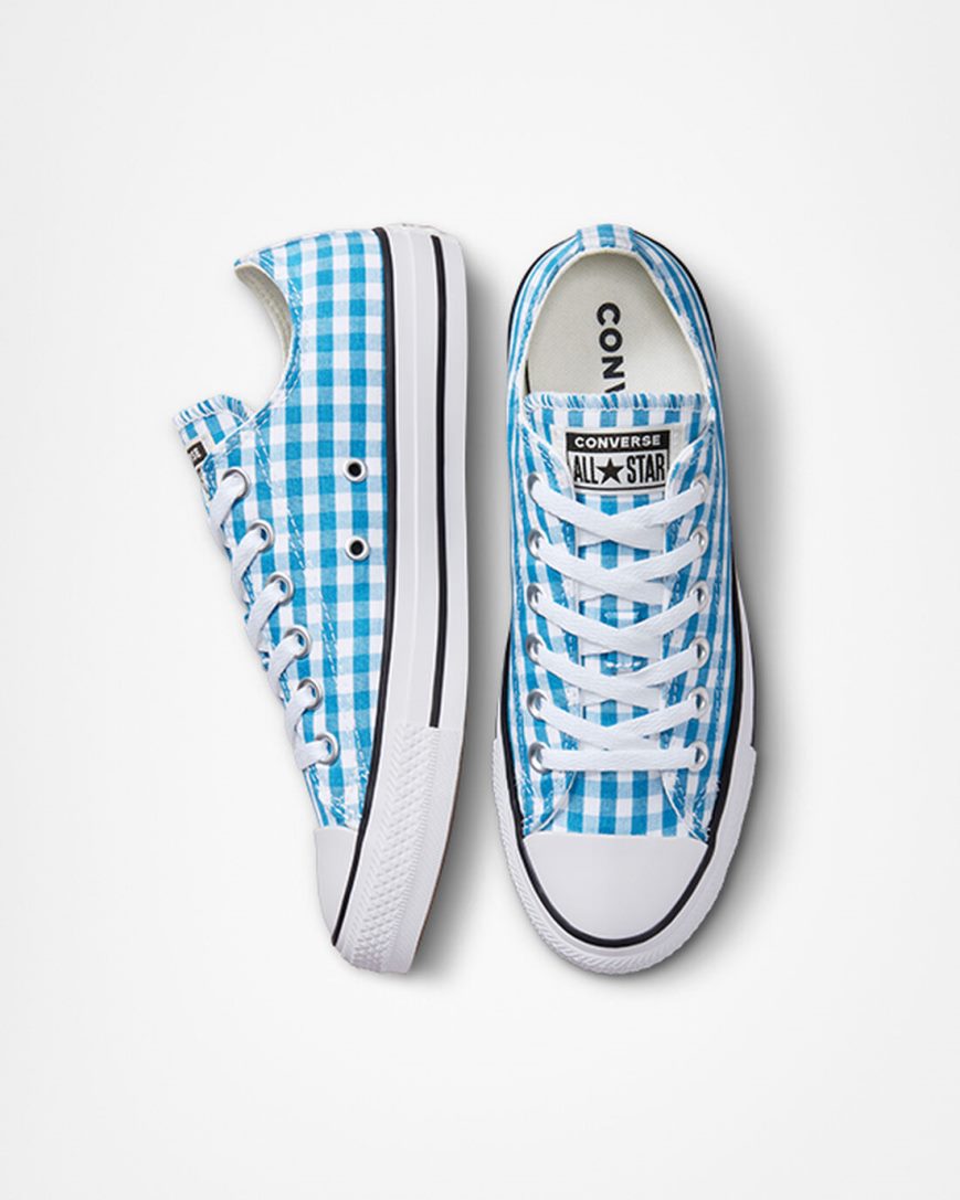 Zapatillas Bajas Converse Chuck Taylor All Star Gingham Mujer Azules Blancas Negras | PE PEW024